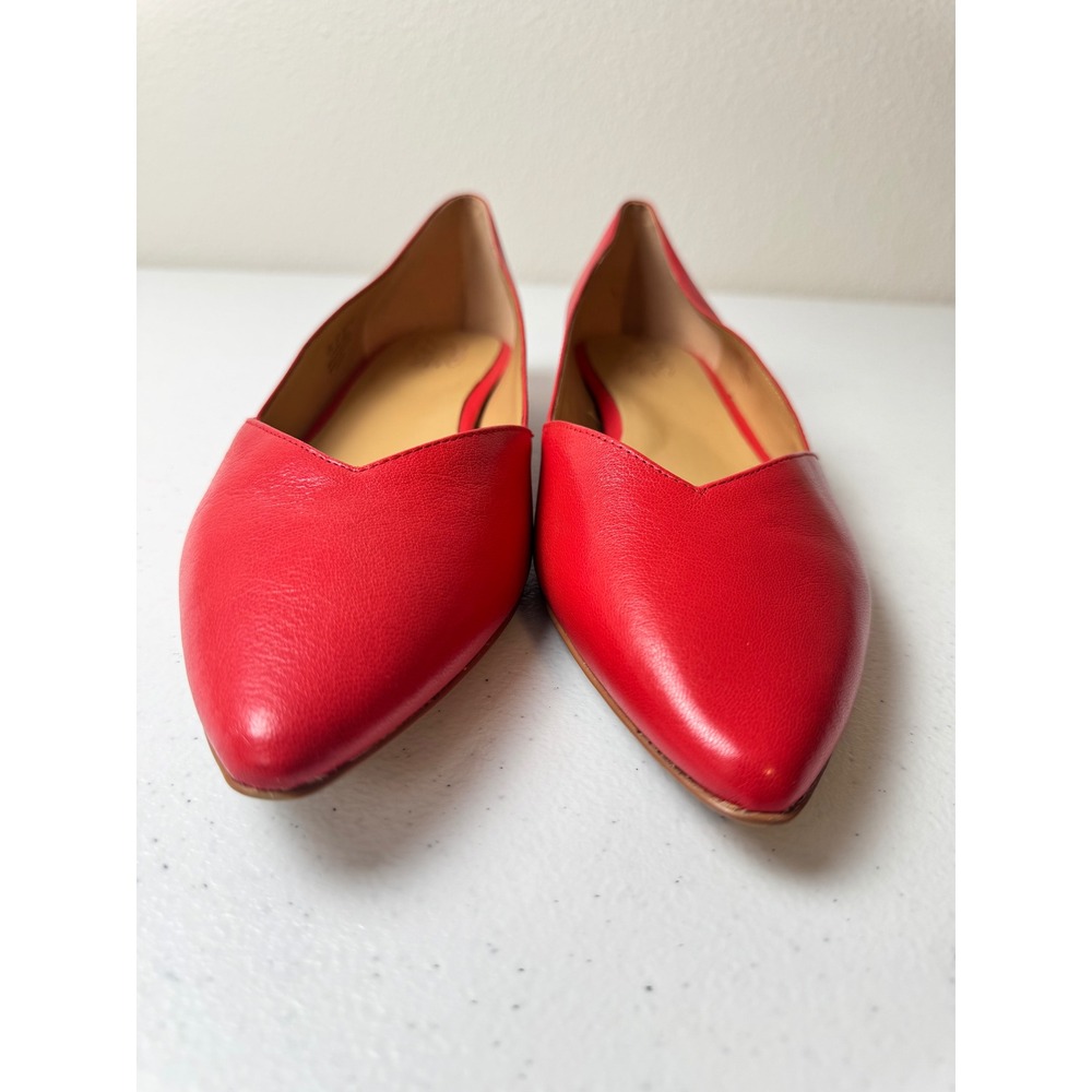 Naturalizer Havana Red Leather Pointed Toe Flats Holidays Shoes Women 12W